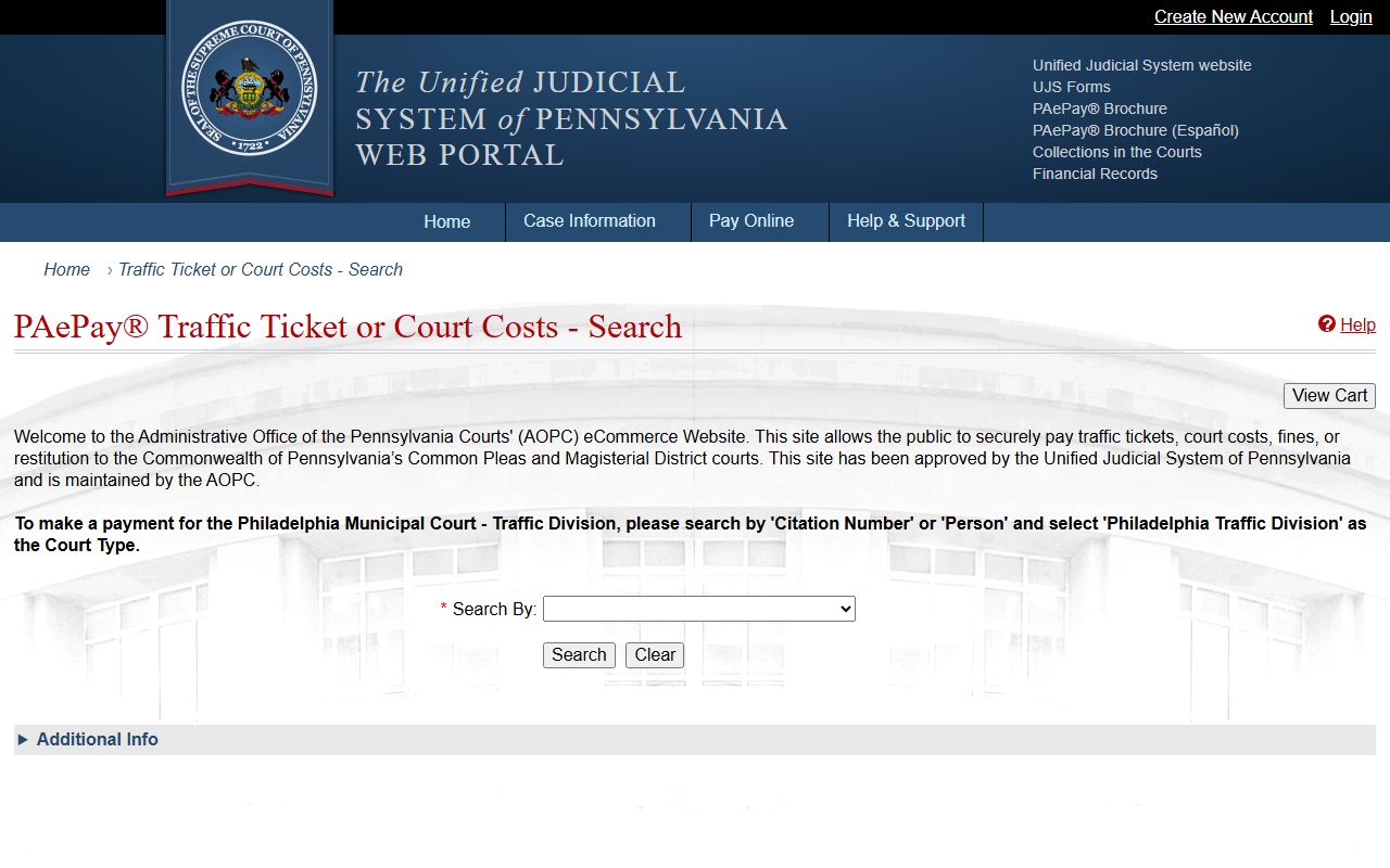 Mifflin County court dockets PAePay court costs and traffic payments