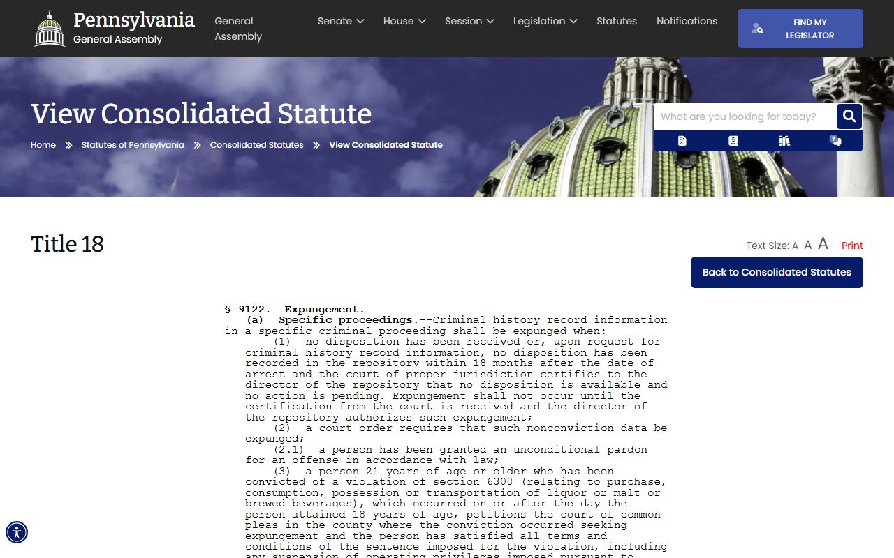 Mifflin County criminal court records Pennsylvania expungement statute