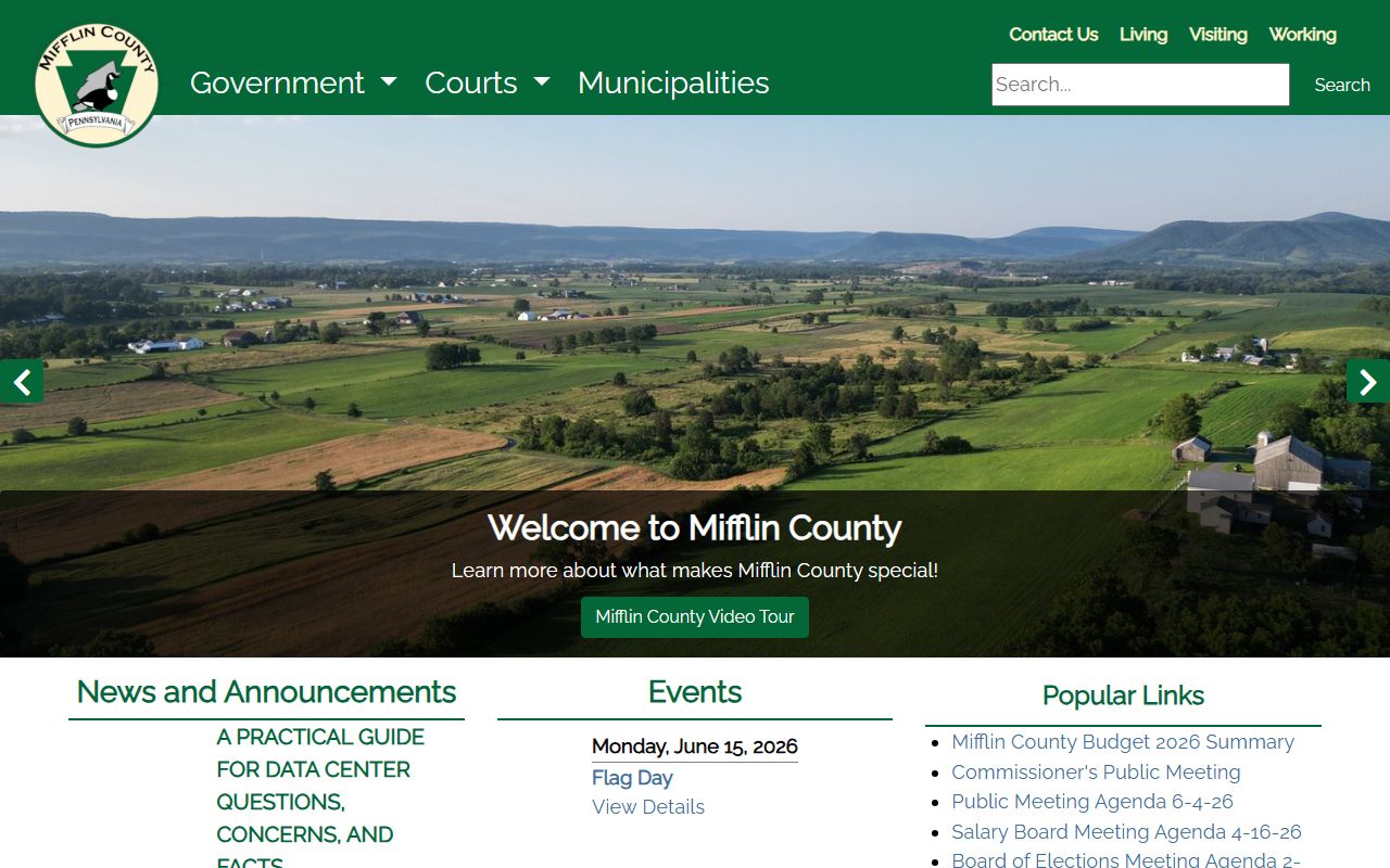 Mifflin County court records county homepage