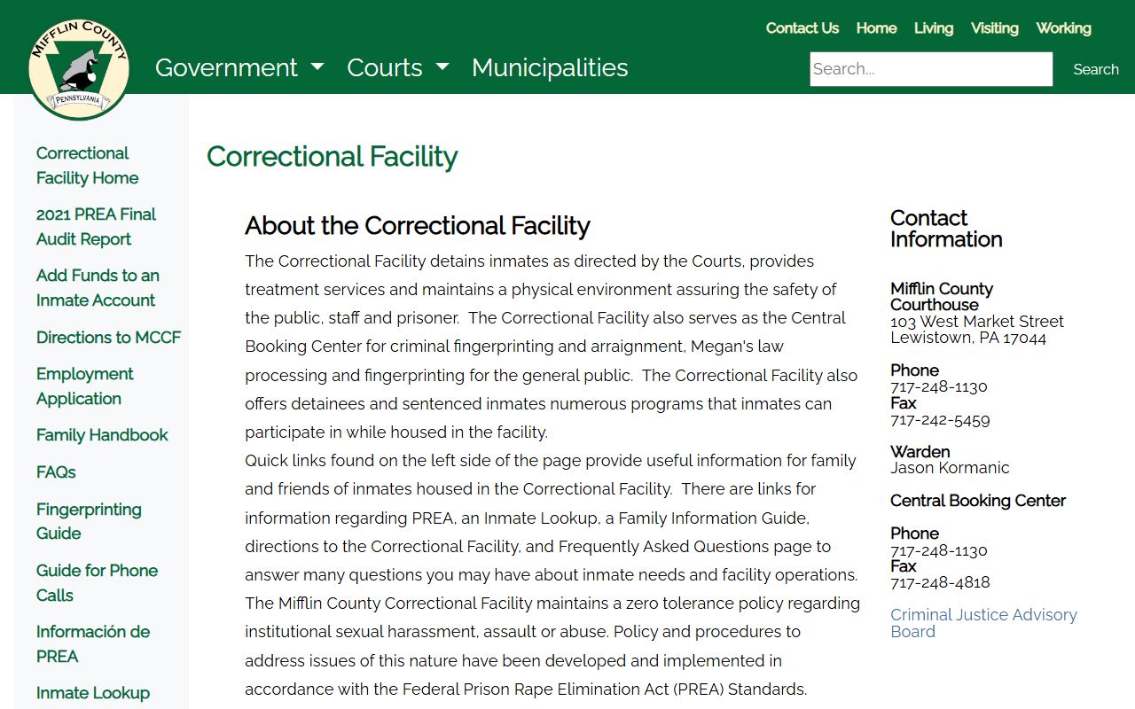 Mifflin County inmate search Correctional Facility source