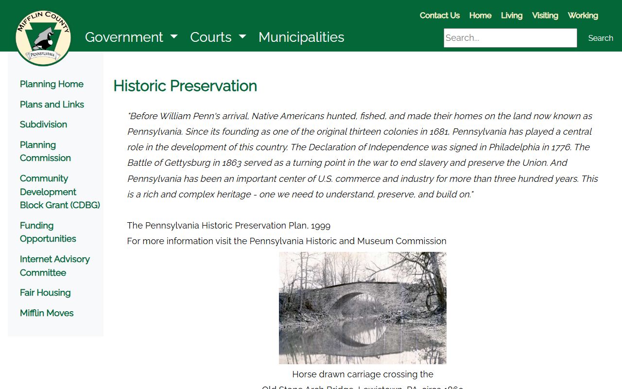 Mifflin County probate records historic courthouse context