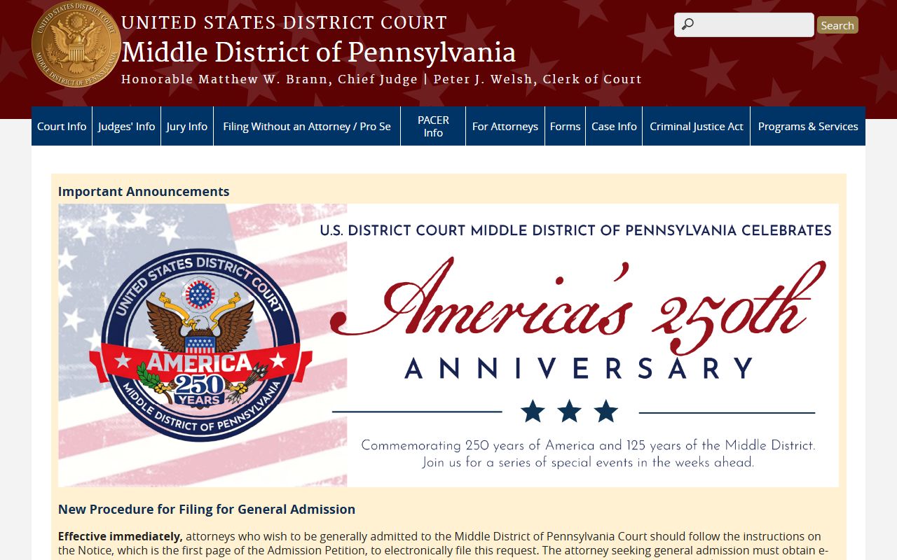 Mifflin County probate records and Middle District federal court distinction
