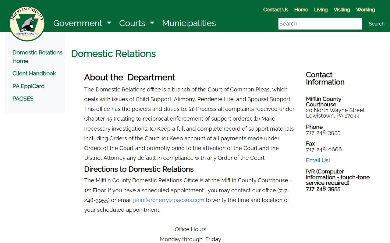 Mifflin County warrant search Domestic Relations bench warrant source